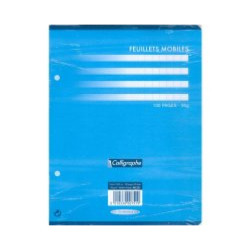 feuillets mobiles 17*22 bleu 100 calligraphe perforés